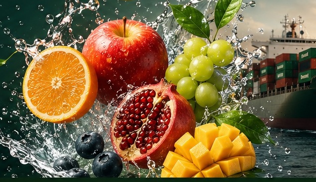 Fresh produce with water splash